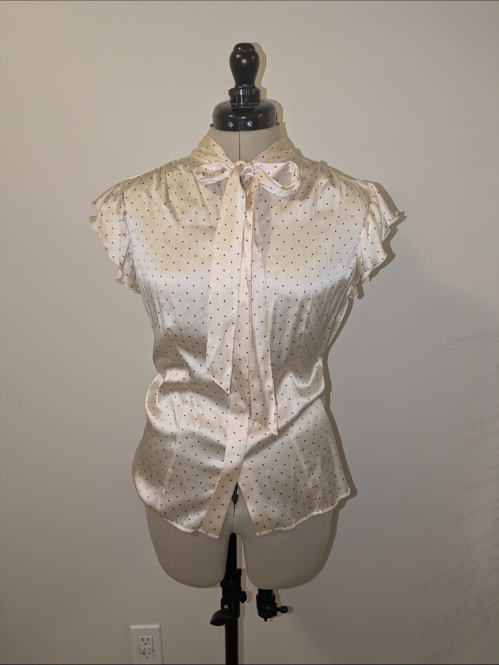 Juicy Couture Pink Polka Dot Tie-Neck Blouse